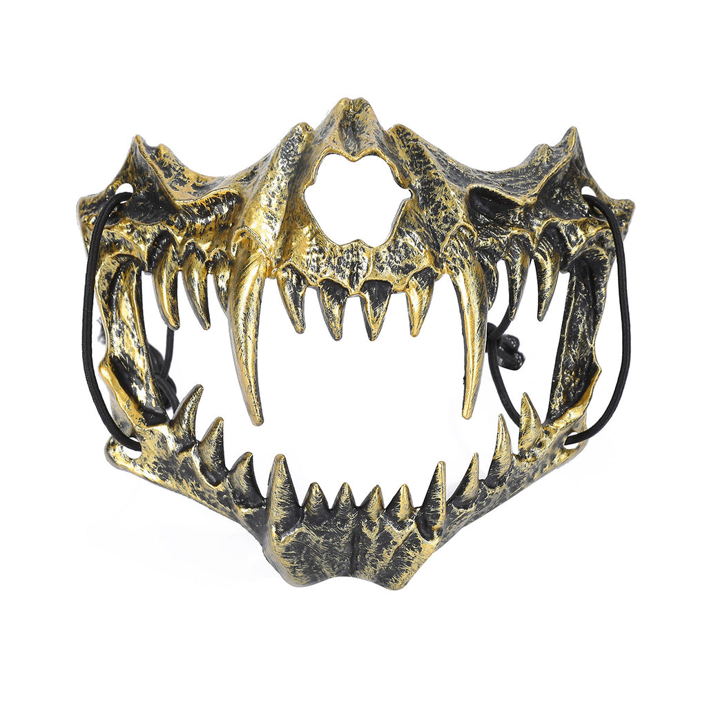 Halloween Half Face Cosplay Masks, Dragon Tiger Yokai Werewolf And Skull Masks For Performance Costumes