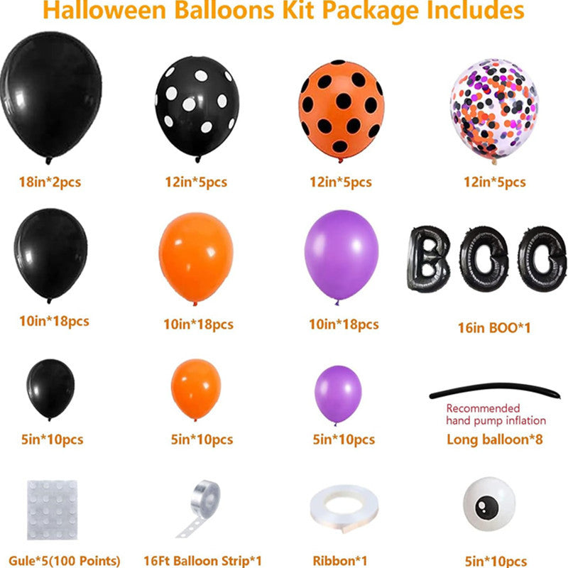 Halloween Balloon Garland Arch Kit, BOO Black And Orange Confetti Balloons With Spider Decorations Party Balloon Chain