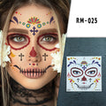 Halloween Day Of The Dead Flower Face Tattoo Stickers, Sugar Skull Party Makeup Face Decals