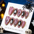 Halloween Purple Cat Eye Press On Nails, Ghost Sparkle Glitter False Nails