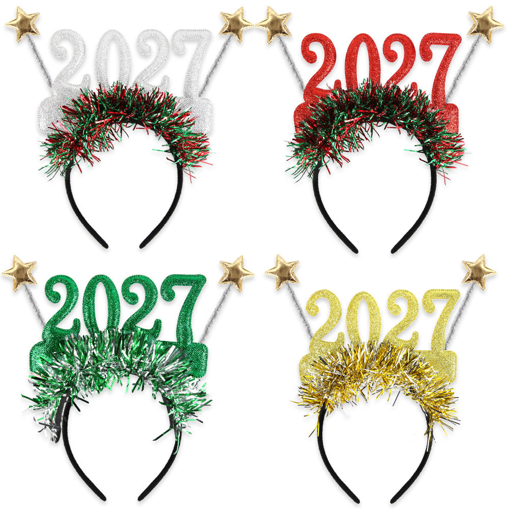 Kids Christmas Star Headbands with Colorful Strips, Holiday Party Photo Prop