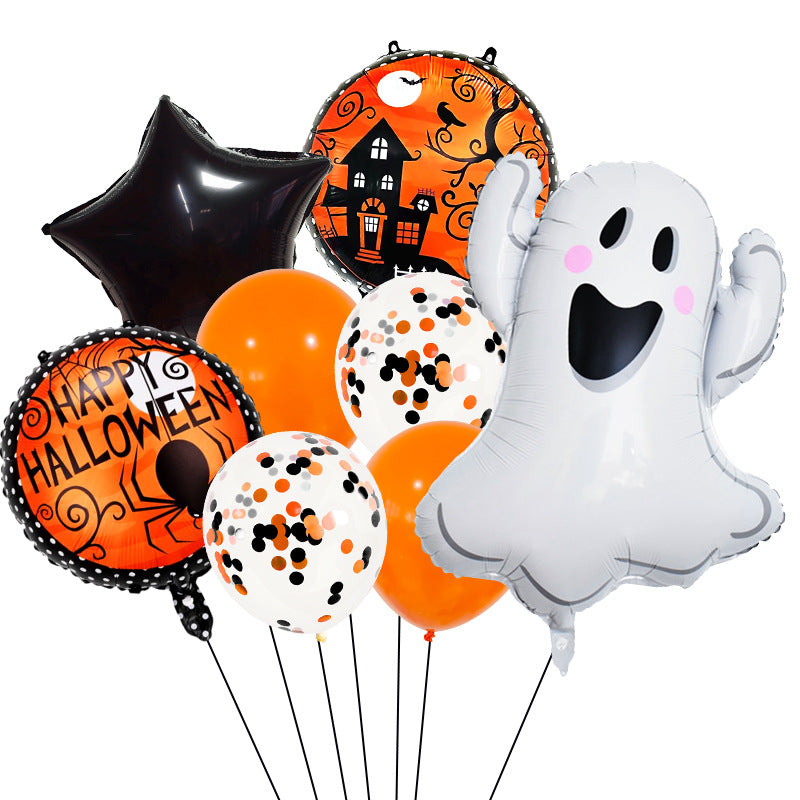Halloween Foil Balloon Set, Pumpkin Spider Ghost Mummy Shaped Scene Decorations