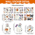Halloween White Ghost Bat Pumpkin Static Cling Window Decals, Removable Window Sticker Decorations