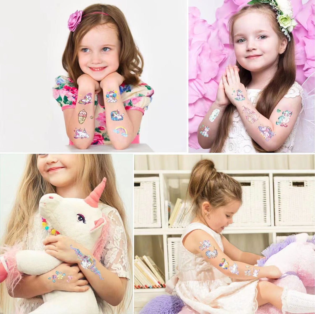 Kids Temporary Tattoos Princess Dinosaur Ocean Cartoon Stickers for Girls Boys Party Favors