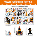 Halloween Witch Zombie Static Cling Window Stickers, PVC Removable Decorations For Bedroom Windows