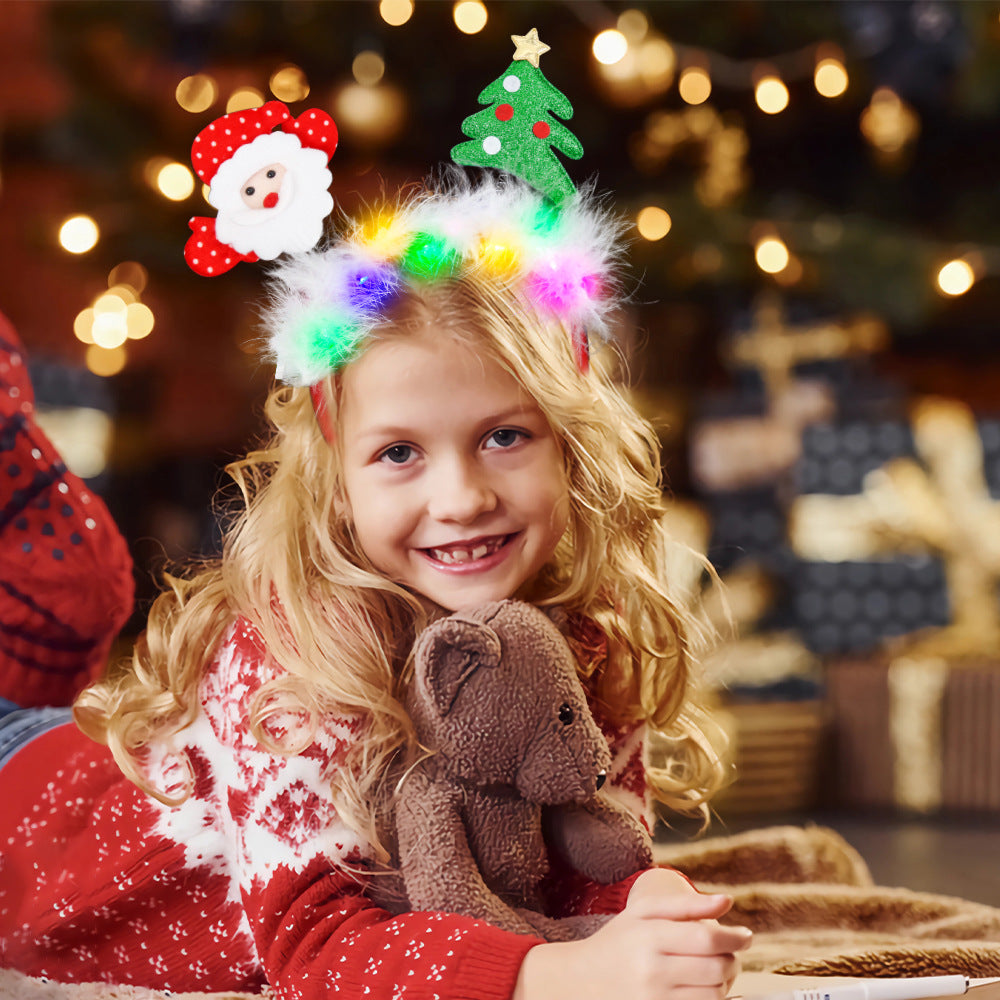 Light Up Cartoon Reindeer Antler Headband, Christmas Party Headpiece for Kids and Adults