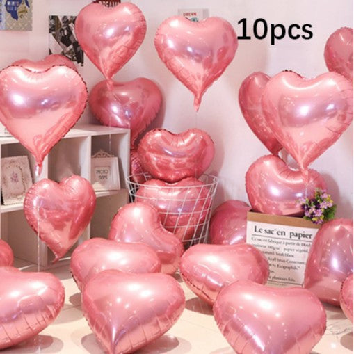 10 Pack 18 Inch Heart Star 4D Foil Balloons Set, Valentine's Day Wedding Birthday Graduation Party Decorations