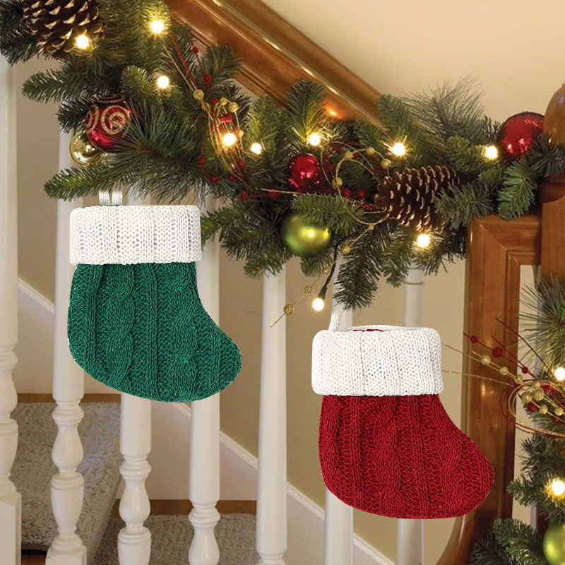 Knitted Mini Christmas Stockings, Small Holiday Hanging Decorations for Home Window Display