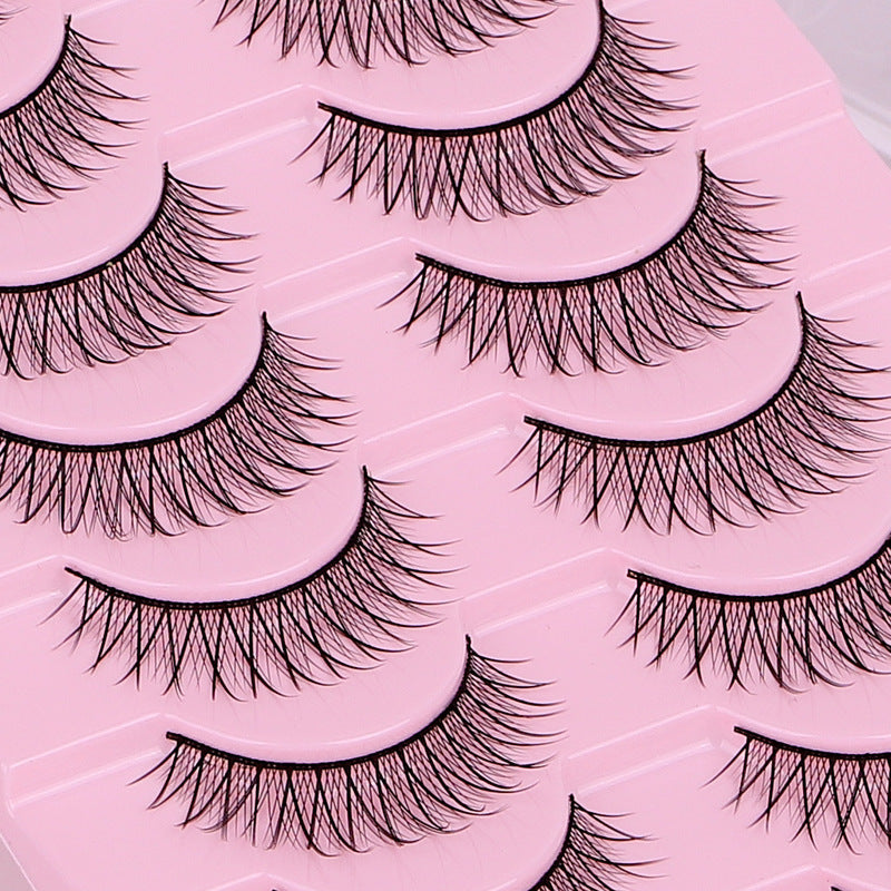 10 Pairs Hard Band False Eyelashes, Comic Doll Little Devil Cluster Lashes for Women