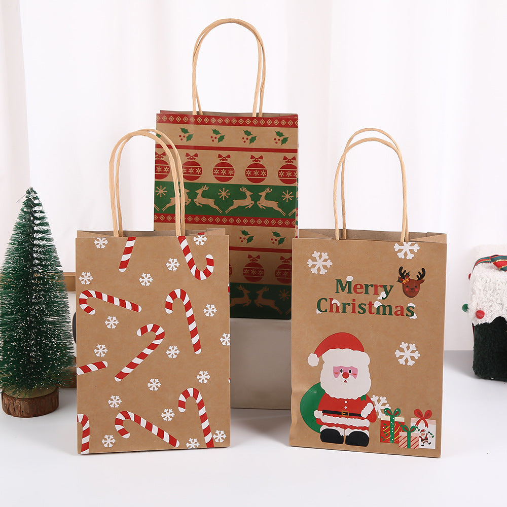 Cartoon Christmas Gift Bags, Creative Holiday Party Favor Paper Bags with Handles