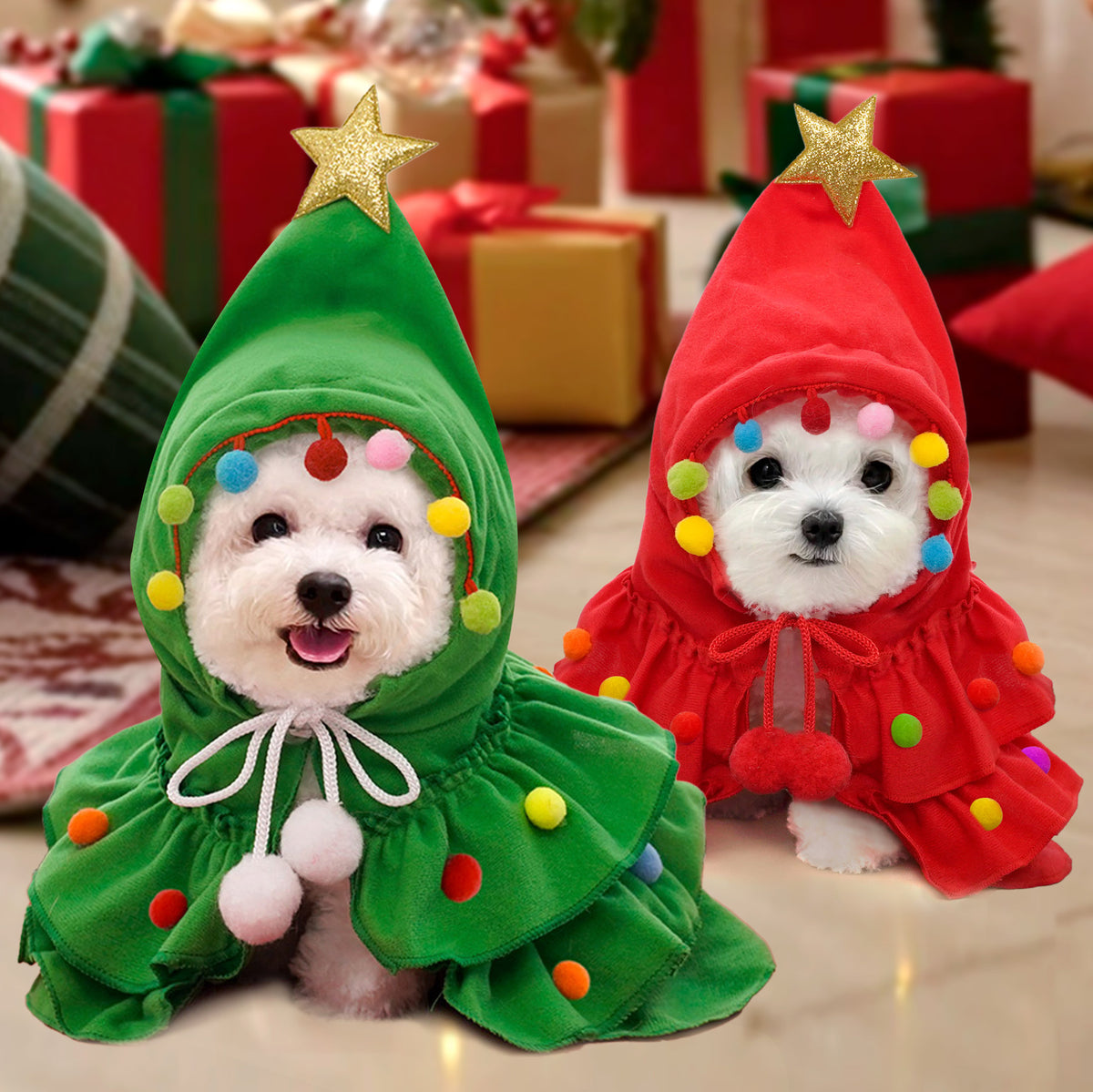 Christmas Pet Cape Dog Cat Costume Fall Winter Holiday Outfit Warm Pet Clothing