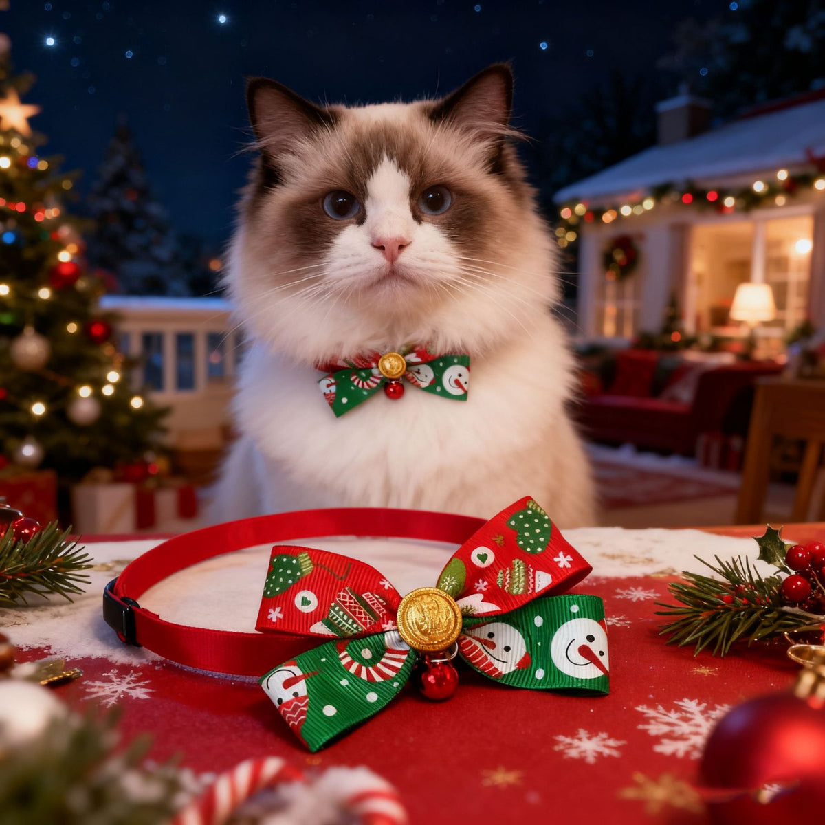 Christmas Pet Collar Bell with Bow Tie for Cats and Dogs, Cute Holiday Pet Neck Accessory