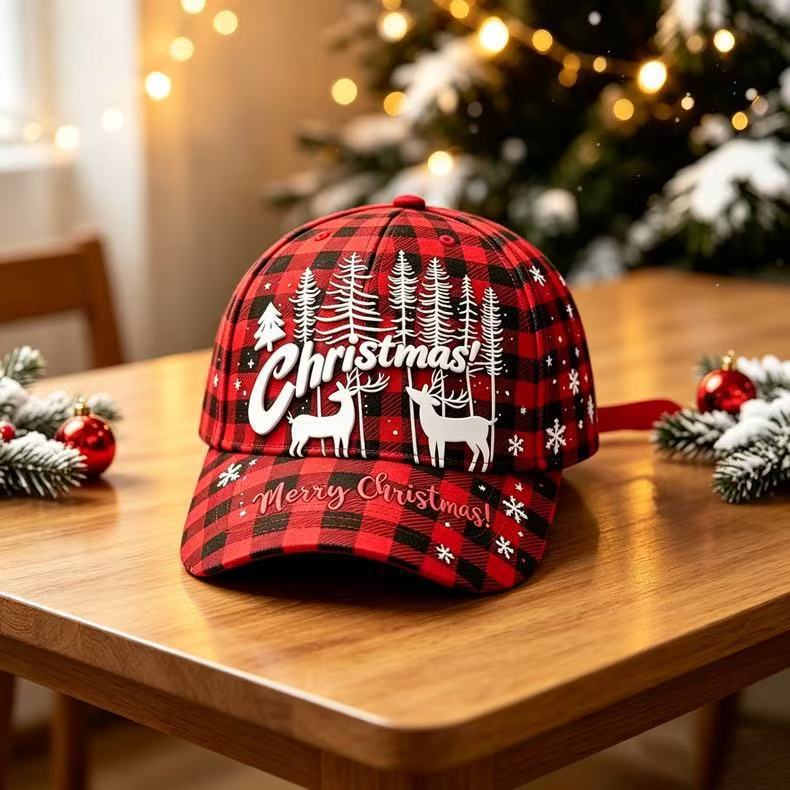 3D Digital Print Christmas Baseball Cap, Santa Reindeer Snapback Party Hat for Holiday