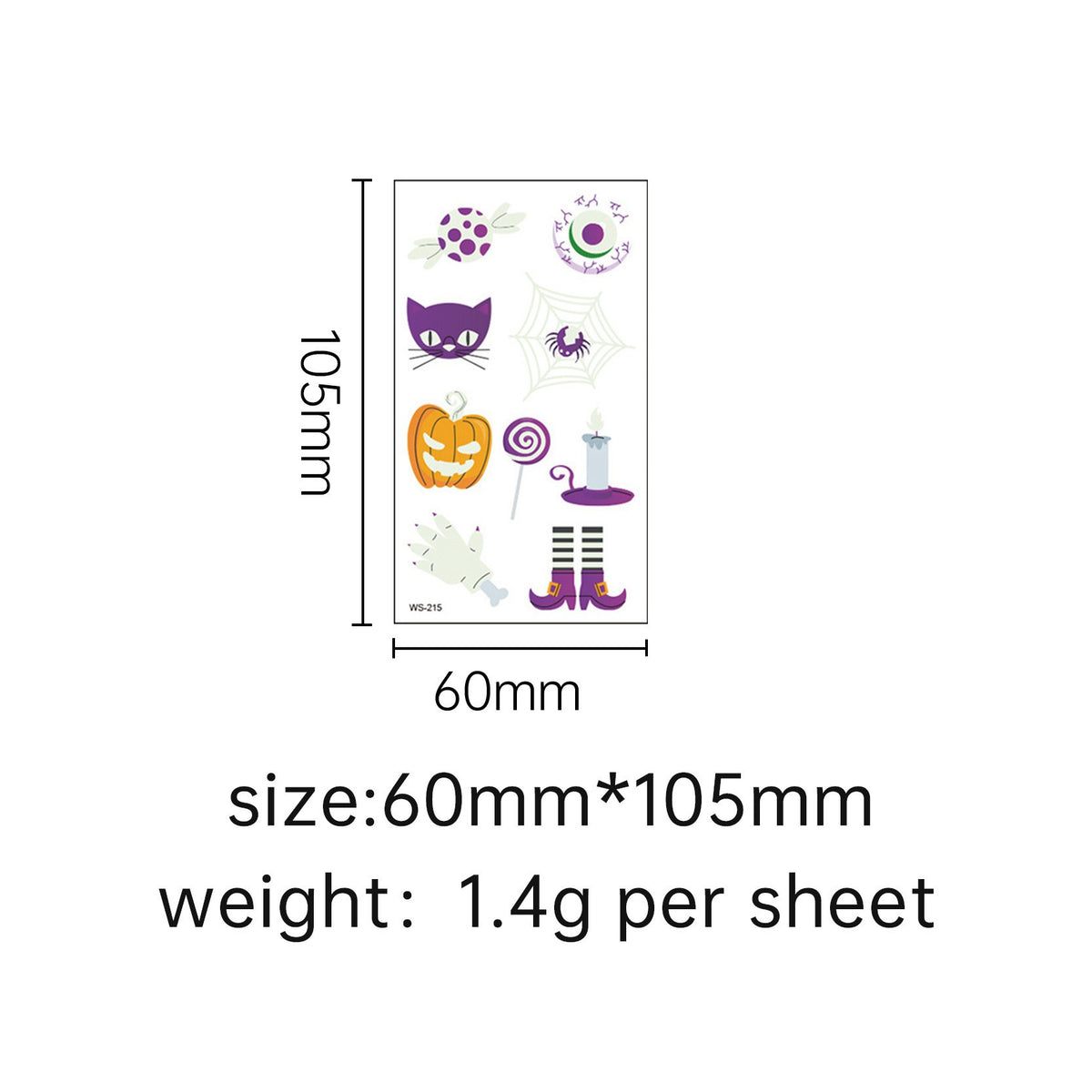 Halloween Glow in the Dark Temporary Tattoo Stickers, Cartoon Face Body Art for Kids