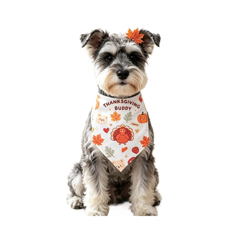 Cartoon Pet Bandana Scarf for Dogs and Cats, Adjustable Tie Triangle Bib for Christmas Thanksgiving