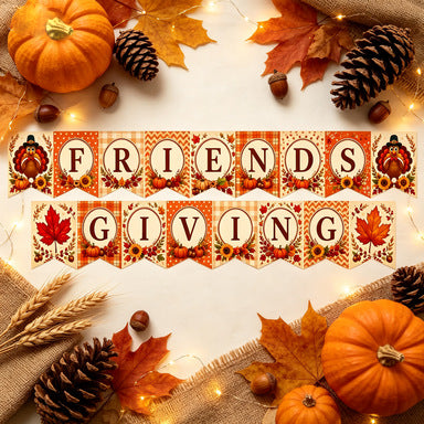 Friendsgiving Bunting Banner Acorn Pumpkin Maple Leaf Party Hanging Decorations