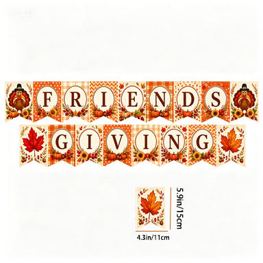 Friendsgiving Bunting Banner Acorn Pumpkin Maple Leaf Party Hanging Decorations