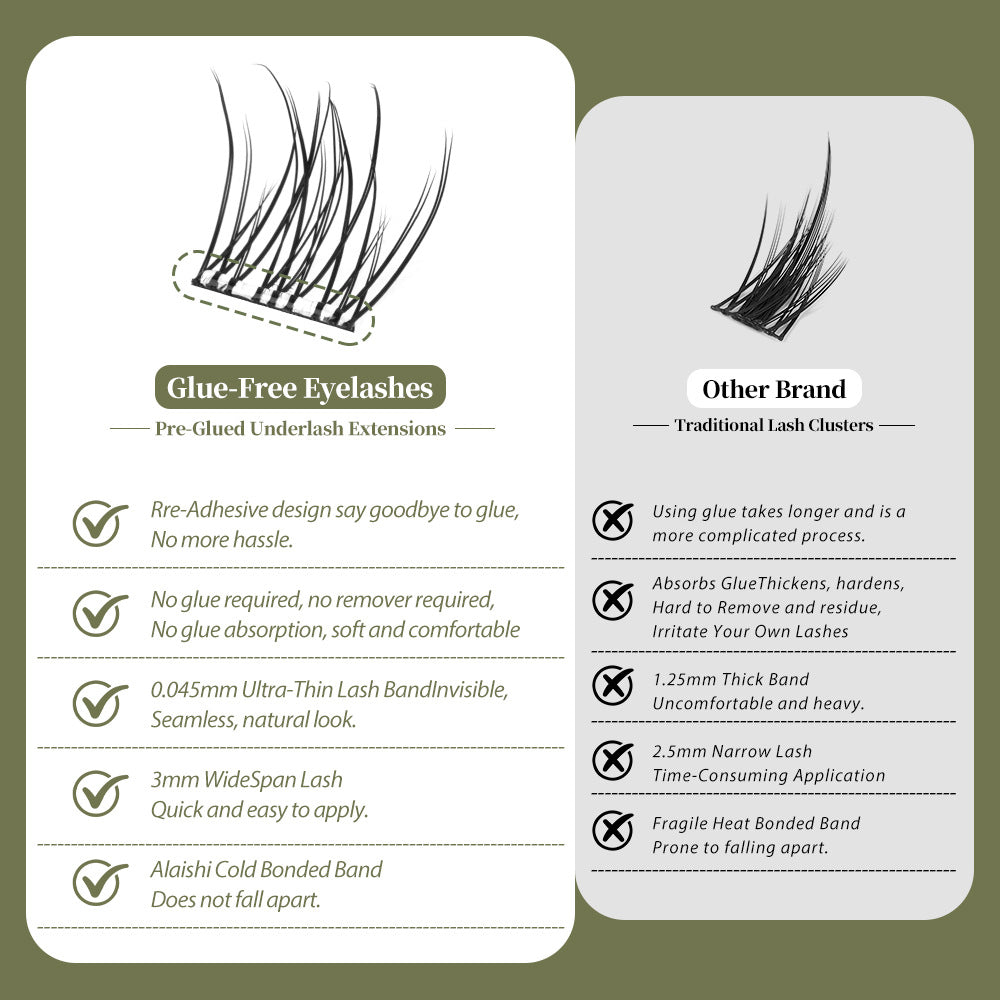 Doll Style Glue Free False Lashes Mixed Pack Voluminous Segment Wispy Easy Apply Eyelashes
