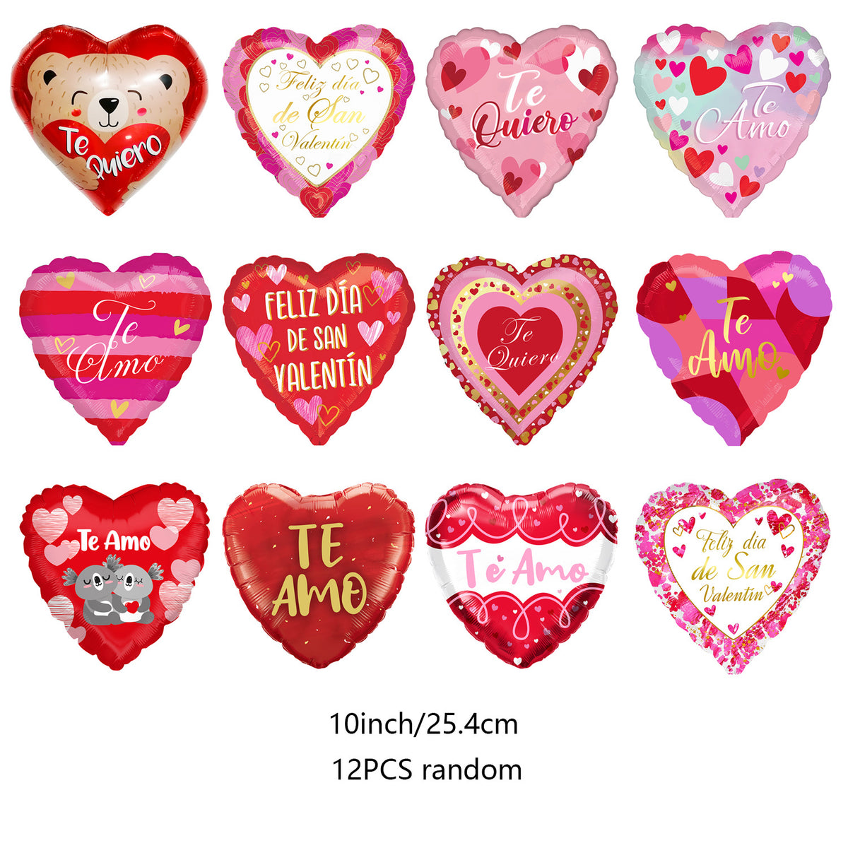 10 Pack 18 Inch Heart Star 4D Foil Balloons Set, Valentine's Day Wedding Birthday Graduation Party Decorations