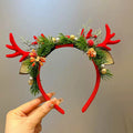 Reindeer Antler Headband for Girls, Santa Photo Prop Non Slip Christmas Hair Accessory