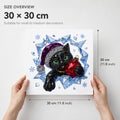 Diamond Facet Black Cat Christmas Window Sticker, Santa Hat Red Ball Adhesive Free Glass Decor