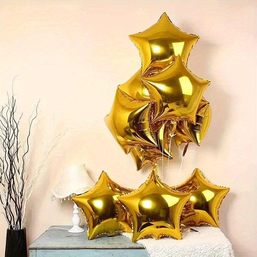 10 Pack 18 Inch Heart Star 4D Foil Balloons Set, Valentine's Day Wedding Birthday Graduation Party Decorations