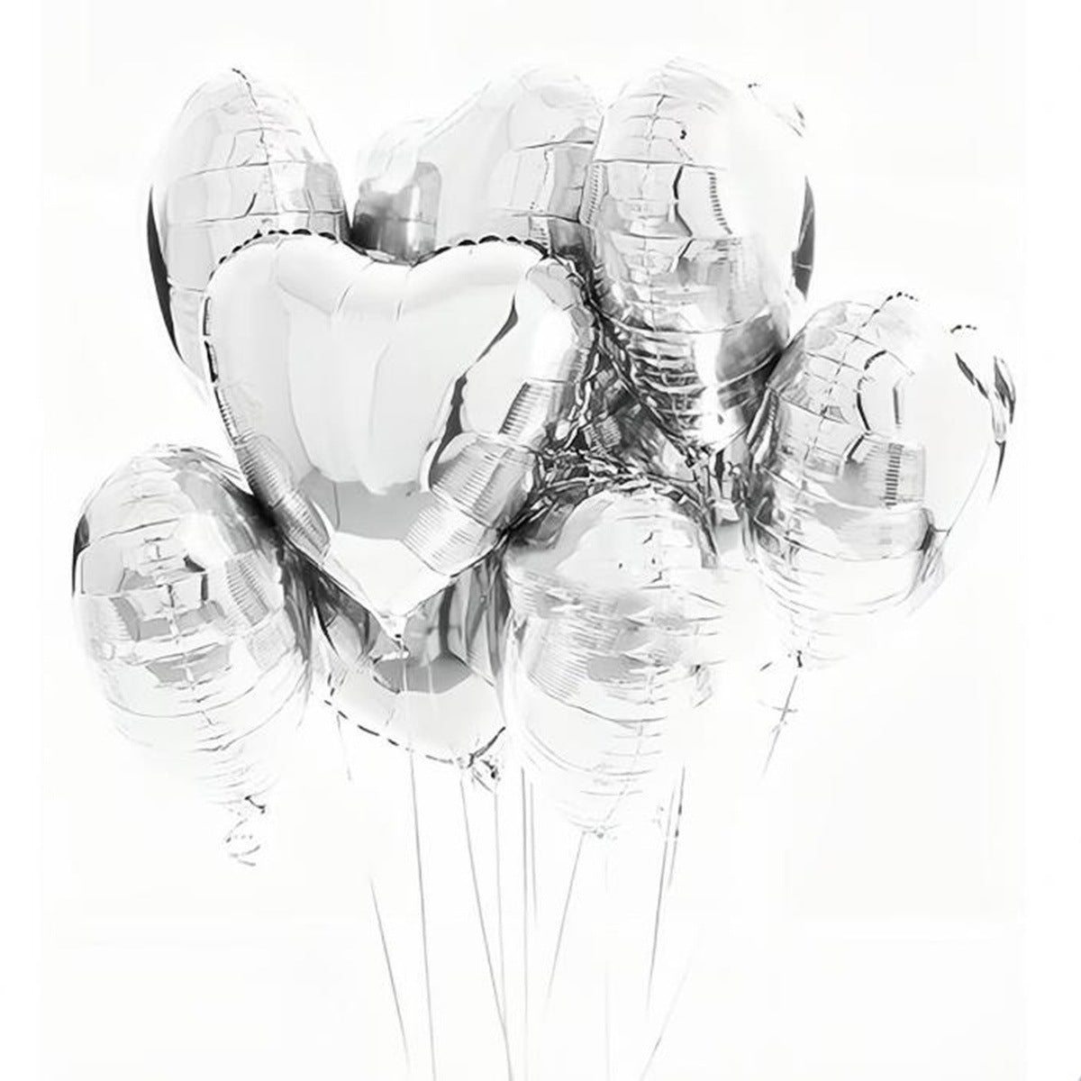 10 Pack 18 Inch Heart Star 4D Foil Balloons Set, Valentine's Day Wedding Birthday Graduation Party Decorations