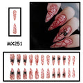 Halloween Long Stiletto Press On Nails, Blood Red Spider Web And Spider False Nails For Spooky Style