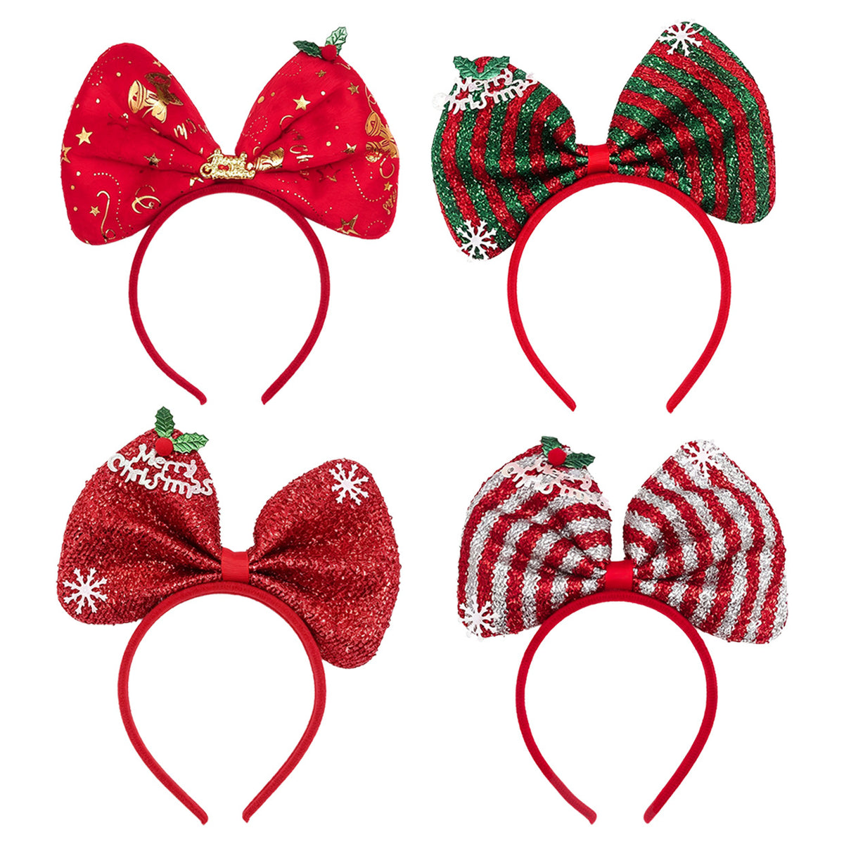 Christmas Big Bow Headband, Festive Satin Hair Hoop for Adults and Kids Holiday Party Costume