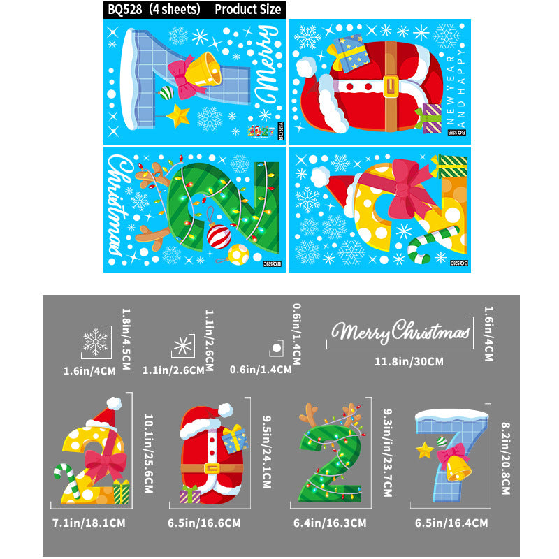 Snowman Reindeer Gingerbread Christmas Window Stickers, Snowflake Static Cling Party Decor