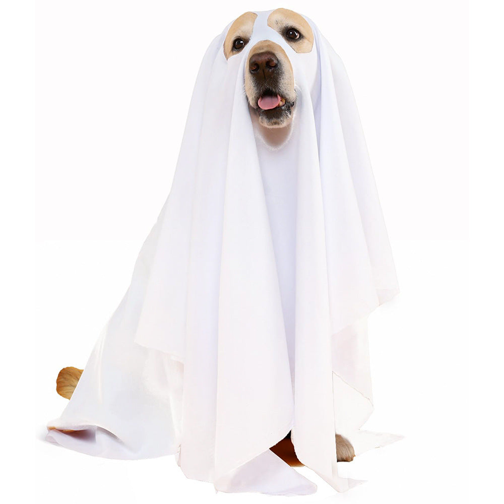 Halloween Ghost Dog Costume Cape, Pet Cosplay Cloak For Small Dogs Cats Halloween Party Outfit