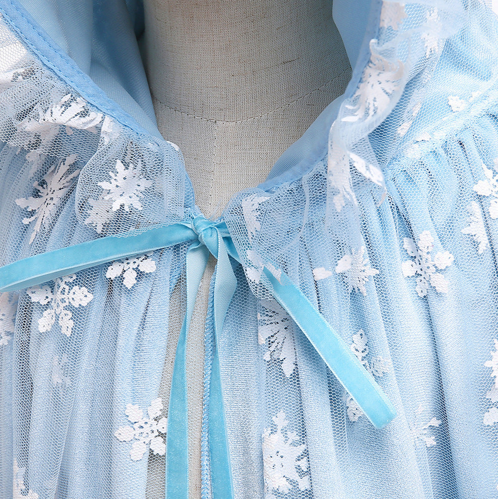 Kids Winter Princess Cape Cloak, Girls Snow Queen Style Shoulder Wrap for Christmas