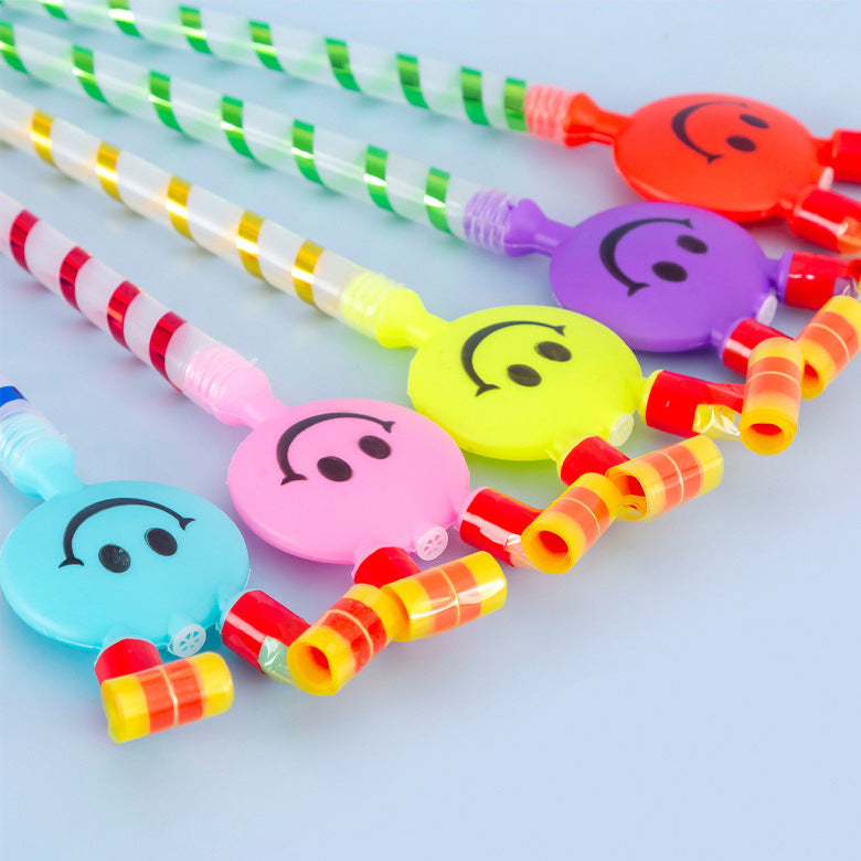 Large Party Blowout Horns with Smiley Face, Funny Blow Out Whistle Toys for Kids Party Favors