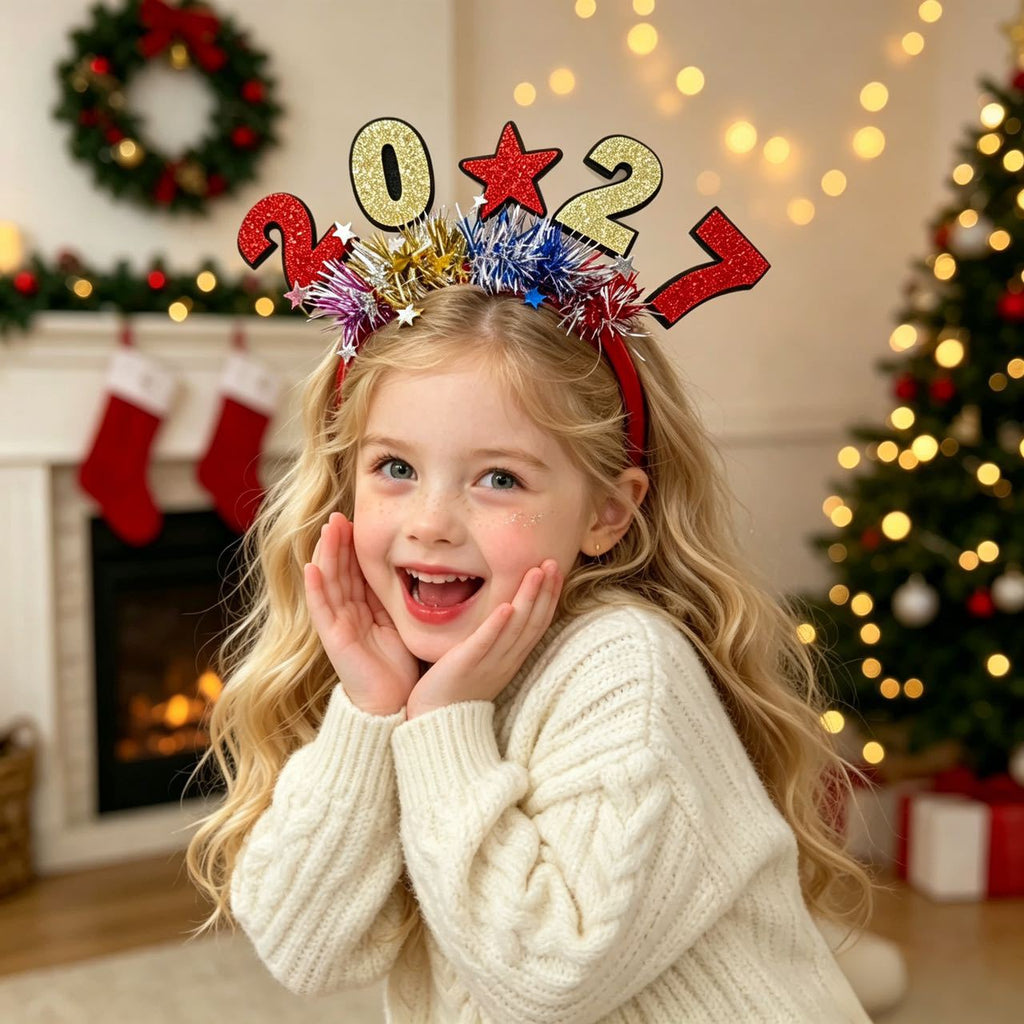 Christmas Party Headbands with Colorful Strips, Holiday Celebration Headwear