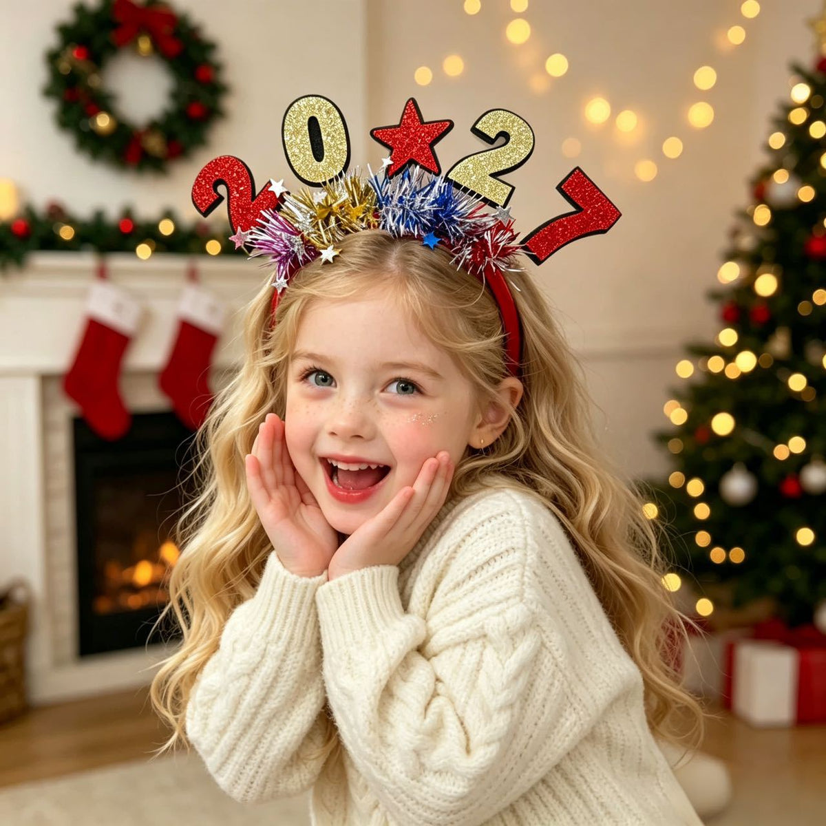 Christmas Party Headbands with Colorful Strips, Holiday Celebration Headwear