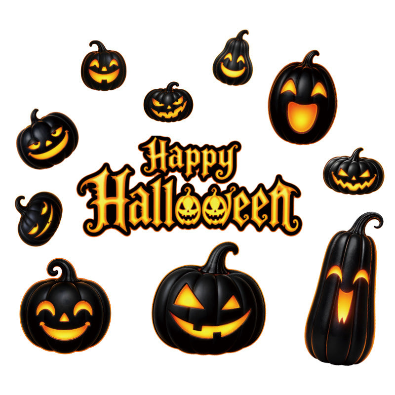 Cartoon Jack O Lantern Static Cling Sticker, Removable Halloween Window Decal For Home And Storefront