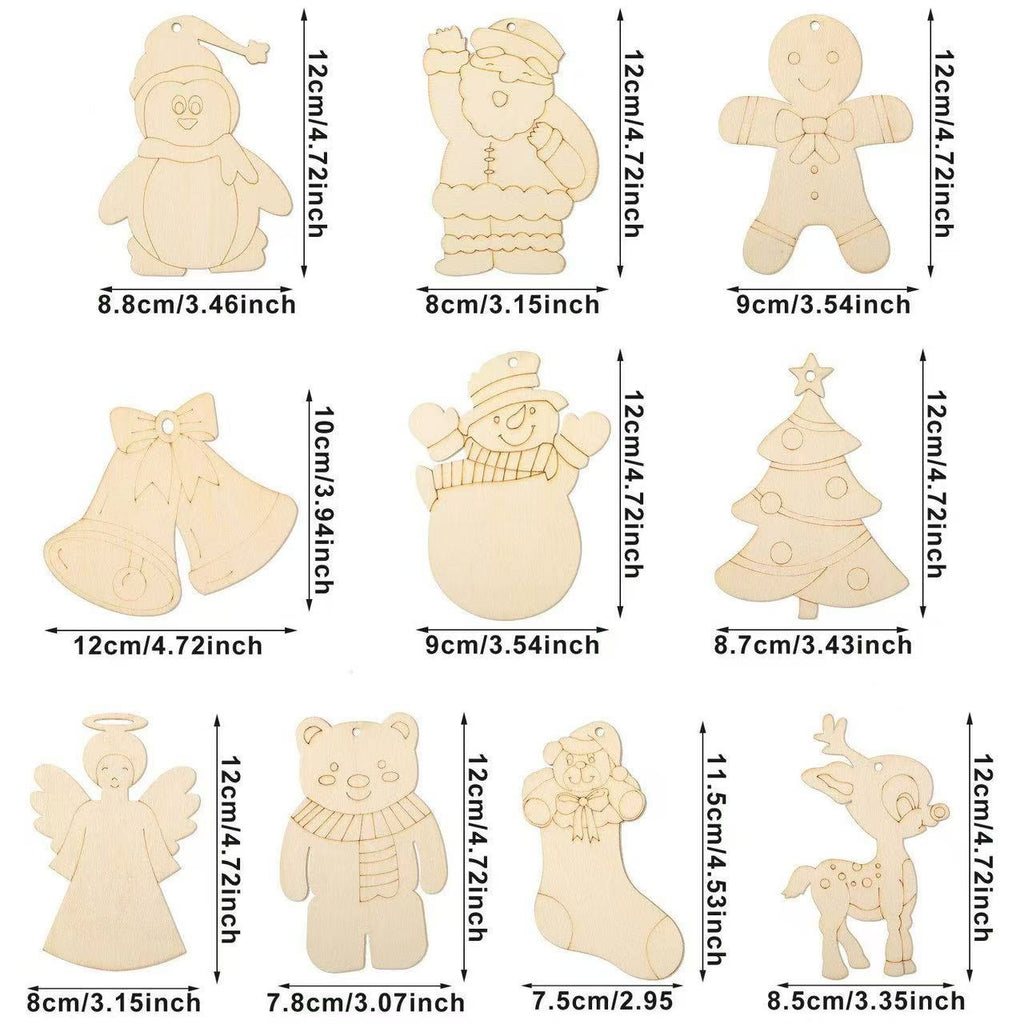 Wooden Snowman Christmas Ornaments, Rustic DIY Hanging Wood Slice Decorations for Party