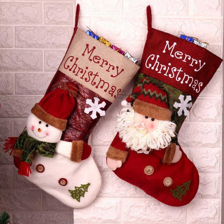 Christmas Stocking Gift Bags Large and Small, Cartoon Candy Bags for Holiday Gifts Decorations