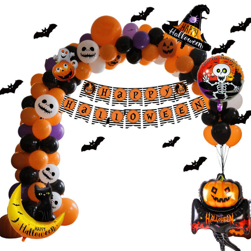 Halloween Arch Pumpkin Theme Balloon Set, Witch Hat Foil Balloons