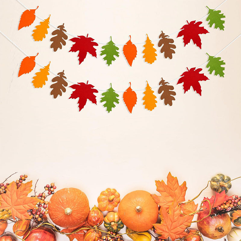 Thanksgiving Maple Leaf Banner Fall Holiday Family Gathering Hanging Bunting Decorations