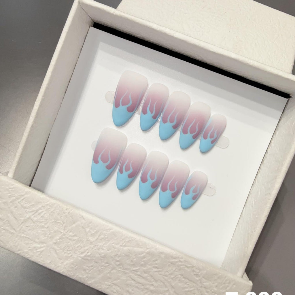 HandmadePress on Nails Nail Sticker, Silver Flame Sheet Finished Removable, Hot