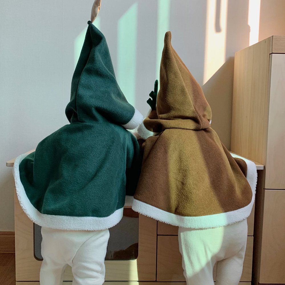 Baby Thick Fleece Christmas Cape, Warm Winter Infant Cape for Outdoor Wear