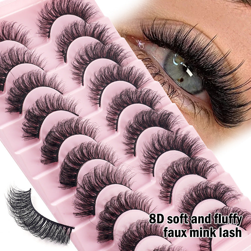 8D Fluffy False Lashes Curly Volume Mink Look Wispy Layered Long Lashes Eye Makeup