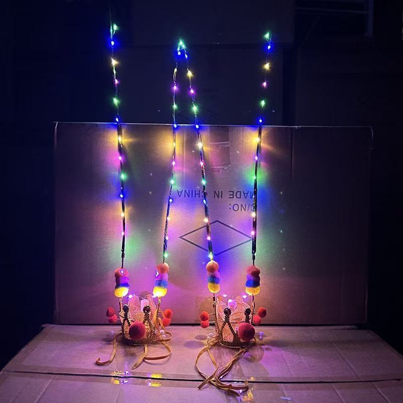 Glowing Monkey King Crown Hat, Light Up Golden Headpiece Costume for Boys Party Toy