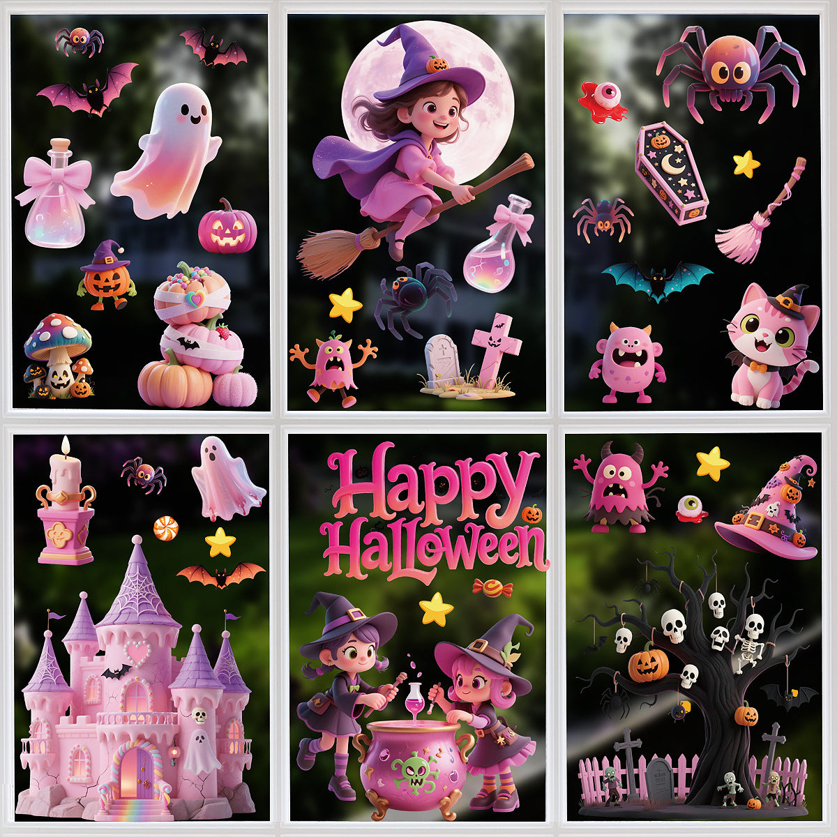 Halloween Sticker Decorations For Storefront Windows And Glass Doors, Scene Setting Wall Decals