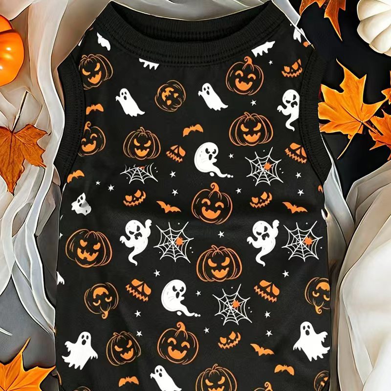 Pumpkin Vest Pet Clothes, Christmas Halloween Outfit for Dogs Cats Spring Summer Style