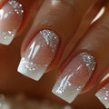 Sparkle French Press On Nails Glitter Short Fake Nails Sweet Chic Glam False Nails Set