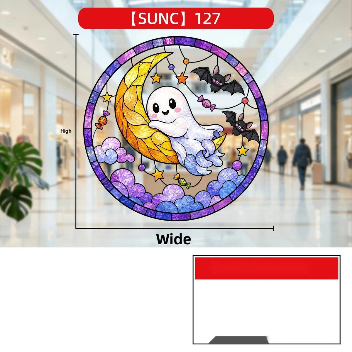 Halloween Pumpkin Ghost Window Clings, Iridescent Holographic Glass Stickers