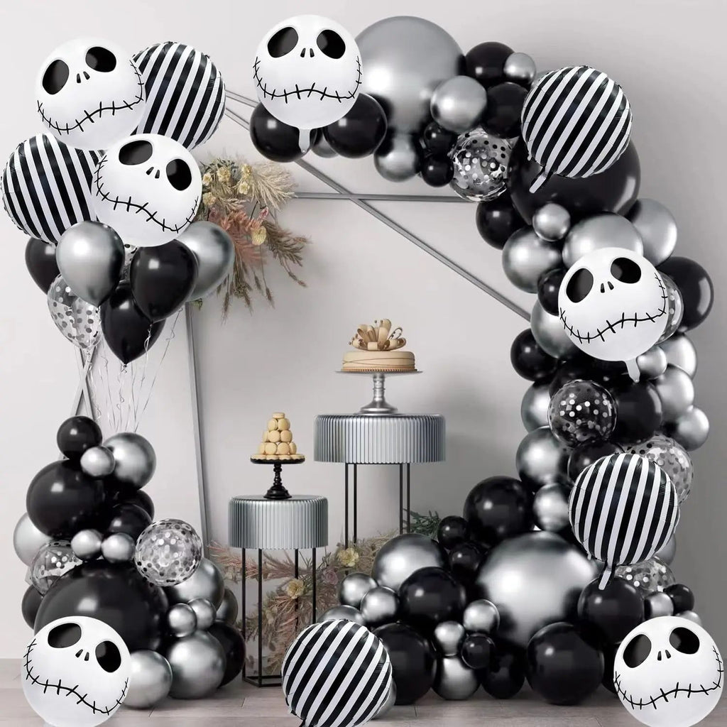 Halloween Day of the Dead Skull Foil Balloons Set, Spooky Party Decorations