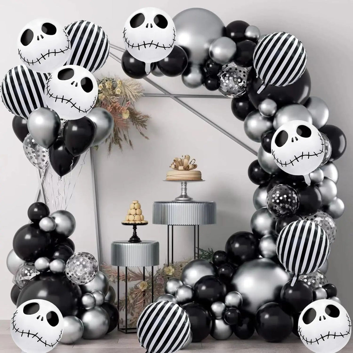 Halloween Day of the Dead Skull Foil Balloons Set, Spooky Party Decorations